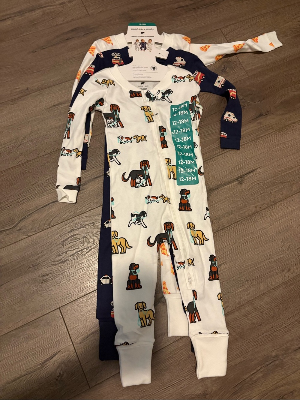 Baby Monica + Andy 3PK Cotton Sleepers Size 12-18M